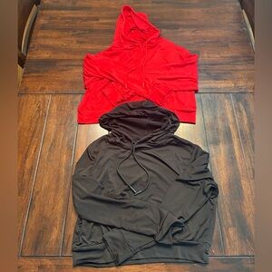 2 Pack Real Essentials Red and Black Crop Hoodies
